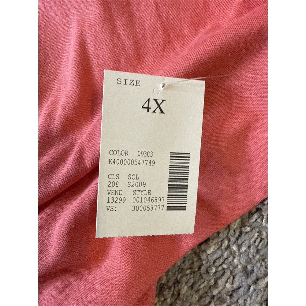 Catherines Women's 3/4 Sleeve Beaded Collar Blouse Pink Plus Size 4XL - Picture 8 of 11